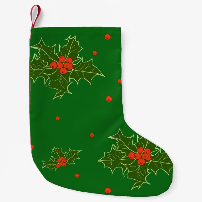 Christmas Holly  Small Christmas Stocking (Front)