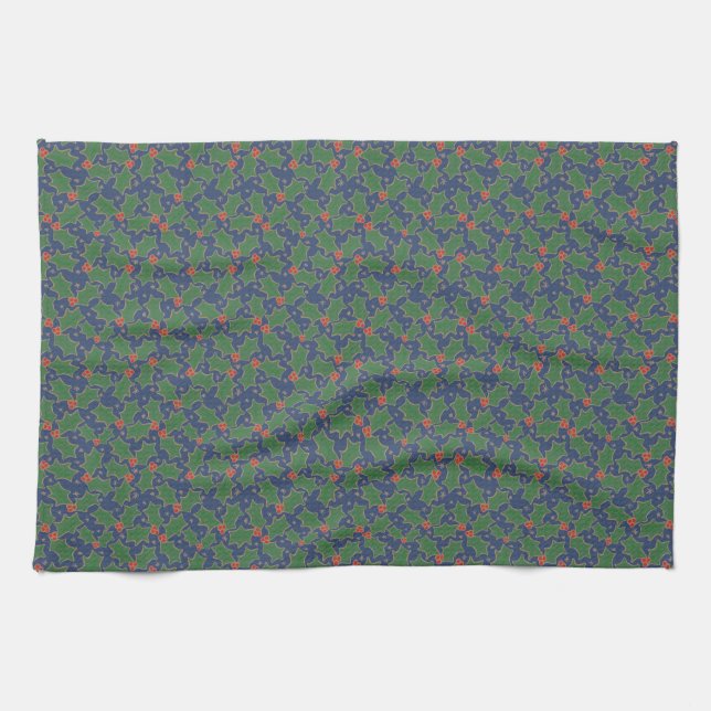 Christmas Holly Tea Towel (Horizontal)