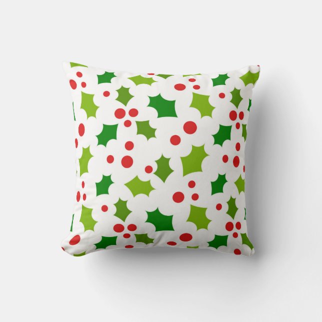 Christmas holly Throw Pillow (Front)