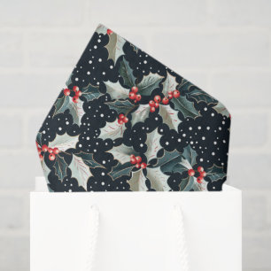 Christmas holly tiled pattern Tissue Paper