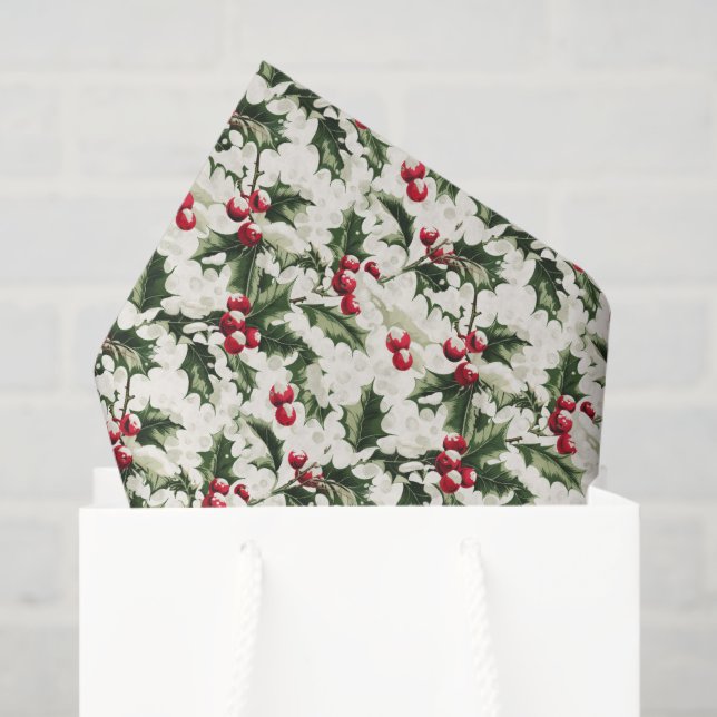 Christmas holly tiled pattern  tissue paper (Gift Bag)