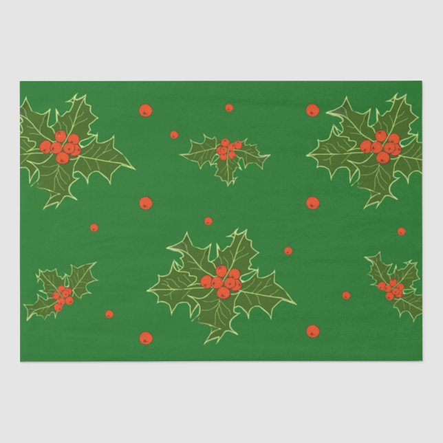 Christmas Holly  Tissue Paper (Front)