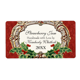 Christmas Holly w Gold Look Damask Cuisine Aliment
