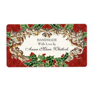 Christmas Holly w Gold Look Ruban Damask Cuisine