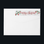 Christmas Holly Watercolor Holiday Return Address Wrap Around Label<br><div class="desc">Christmas Holly Watercolor Holiday Return Address wrap around label.</div>