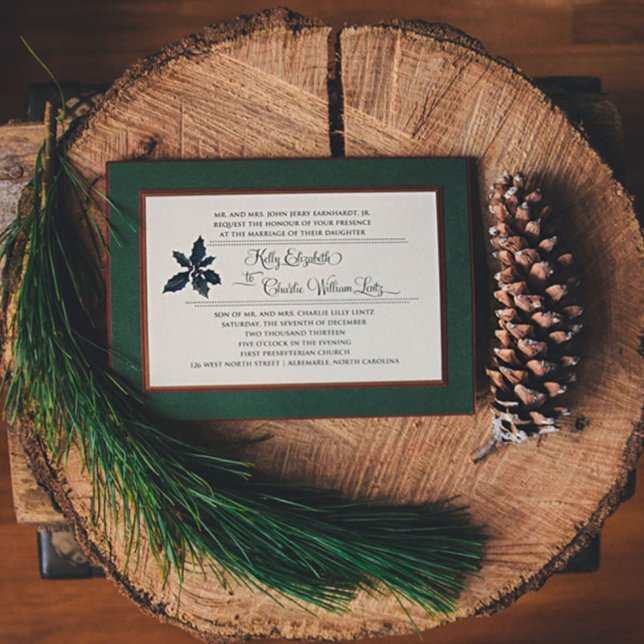 Christmas Holly Wedding Invitation (Kelly + Charlie)