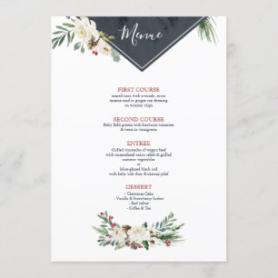Christmas Holly & White Roses Bouquet Frame Menu