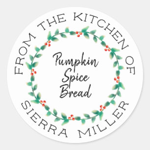 Christmas Holly Wreath Kitchen Treats Gift Label