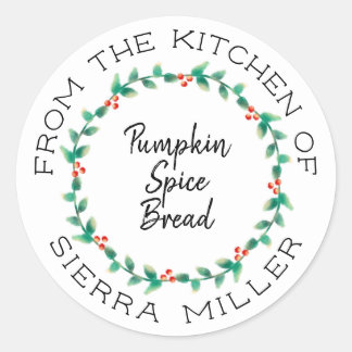 Christmas Holly Wreath Kitchen Treats Gift Label