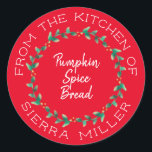 Christmas Holly Wreath Kitchen Treats Red Label<br><div class="desc">Do you love to make kitchen goodies for family and friends for the Christmas holidays or anytime of year for that matter. Well here's the perfect finishing touch... a personalized label sticker with your name and the name of the kitchen treat you are sharing. A lovely, modern circular holly berry...</div>