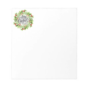 Christmas Holly Wreath Notepad