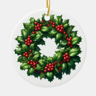 Christmas Holly Wreath Ornament