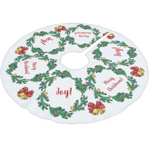 Christmas Holly Wreath Personalised Brushed Polyester Tree Skirt