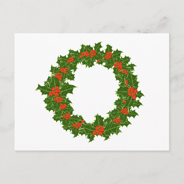 Christmas Holly Wreath  Postcard (Front)