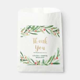 Christmas Holly Wreath Thank You Wedding Favour Bag