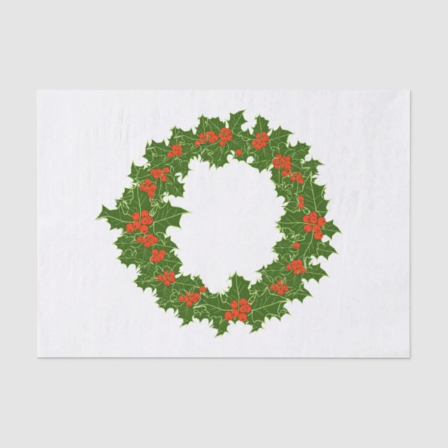 Christmas Holly Wreath  Tissue Paper (Front)