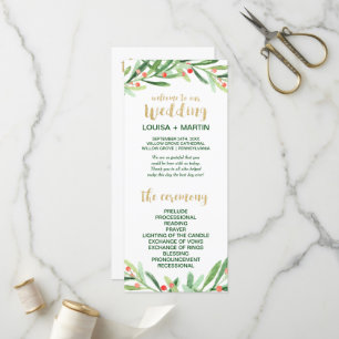 Christmas Holly Wreath Wedding Program