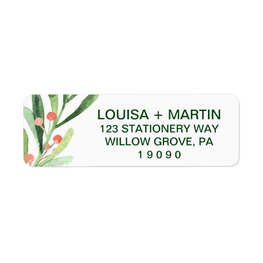 Christmas Holly Wreath Wedding Return Address Label
