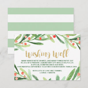 Christmas Holly Wreath Wedding Wishing Well Enclosure Card