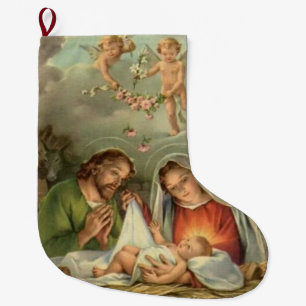 Christmas Holy Family Nativity Jesus Mary Joseph Large Christmas Stocking