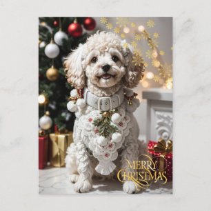 Christmas. Home Pet. Cute puppy. Postcard