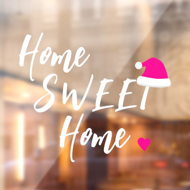 Christmas home sweet home pink Santa hat Window Cling (Sheet 2)