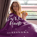 Christmas home sweet home Santa hat custom name Fleece Blanket<br><div class="desc">Casual typography home sweet home script with a little heart and Santa hat making a festive Christmas holidays pretty cozy purple pink throw blanket. Personalize it with your name! It can be a chic decor for you or your family during the holidays or a nice keepsake Christmas gift for friends...</div>