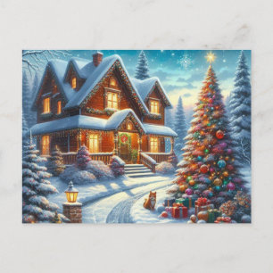 Christmas Home with Christmas Tree 7 Postcard