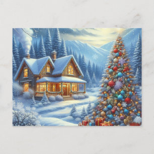 Christmas Home with Christmas Tree 9 Postcard