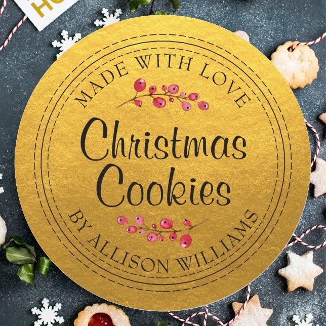 Christmas Homemade Cookies Gold Jar Label (Creator Uploaded)