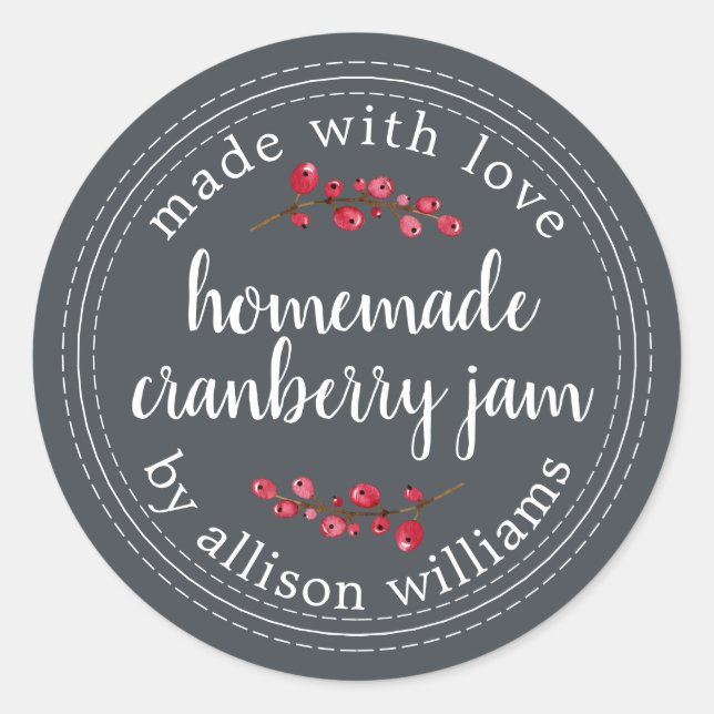 Christmas Homemade Cranberry Jam Canning Classic Round Sticker (Front)
