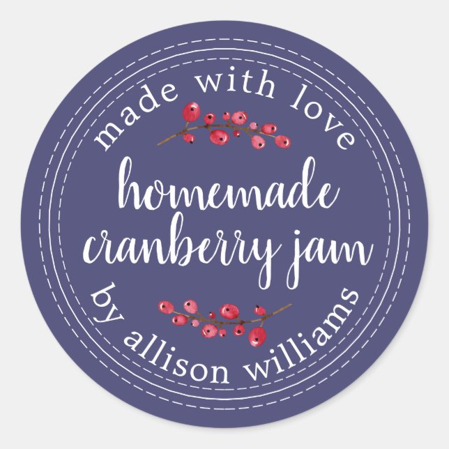 Christmas Homemade Cranberry Jam Canning Classic Round Sticker (Front)