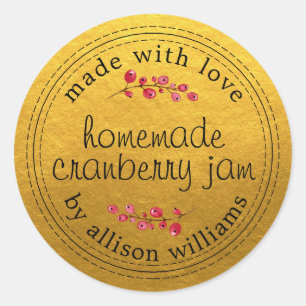 Christmas Homemade Cranberry Jam Canning Gold Classic Round Sticker