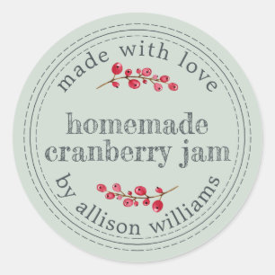 Christmas Homemade Cranberry Jam Canning Green Classic Round Sticker