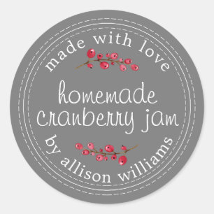 Christmas Homemade Cranberry Jam Canning Grey Classic Round Sticker