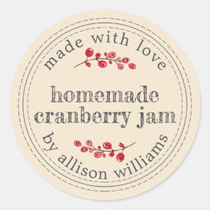 Christmas Homemade Cranberry Jam Canning Ivory Classic Round Sticker
