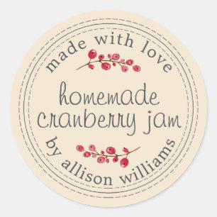 Christmas Homemade Cranberry Jam Canning Ivory Classic Round Sticker
