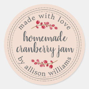 Christmas Homemade Cranberry Jam Canning Pink Classic Round Sticker