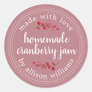 Christmas Homemade Cranberry Jam Canning Purple Classic Round Sticker