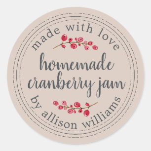 Christmas Homemade Cranberry Jam Canning Purple Classic Round Sticker