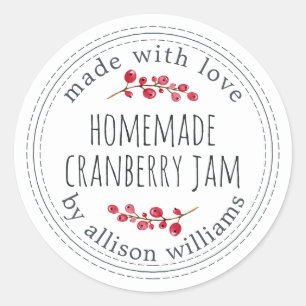 Christmas Homemade Cranberry Jam Classic Round Sti Sticker