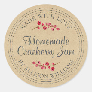 Christmas Homemade Cranberry Jam Kraft Paper Classic Round Sticker