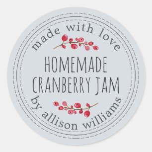 Christmas Homemade Cranberry Jam Pastel Blue Classic Round Sticker