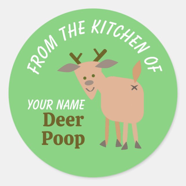 Christmas Homemade Food Gifts Funny Deer Poop Classic Round Sticker (Front)