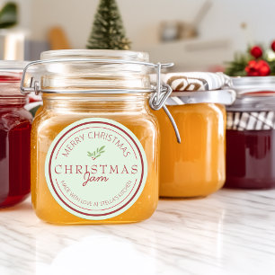 Christmas Homemade Jam Greenery Classic Round Sticker