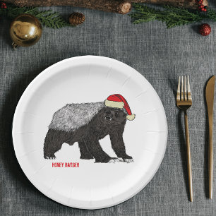 Christmas Honey Badger Paper Plate
