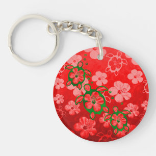 Christmas Honu Turtles Keychain