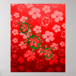 Christmas Honu Turtles Poster