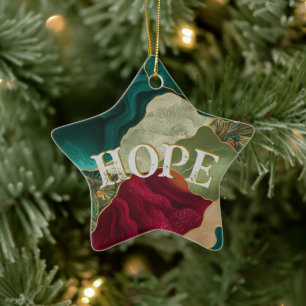 Christmas Hope Golden Snowflake Ceramic Ornament