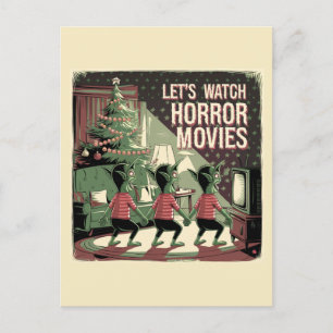 Christmas Horror Movies Spooky Green creatures Postcard
